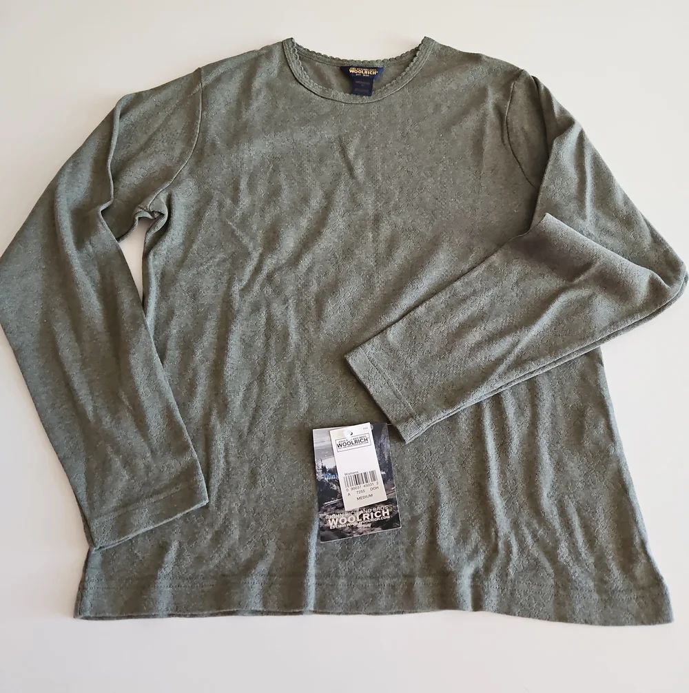 Woolrich Women's Dark Olive Green Long Sleeve Crewneck Tee